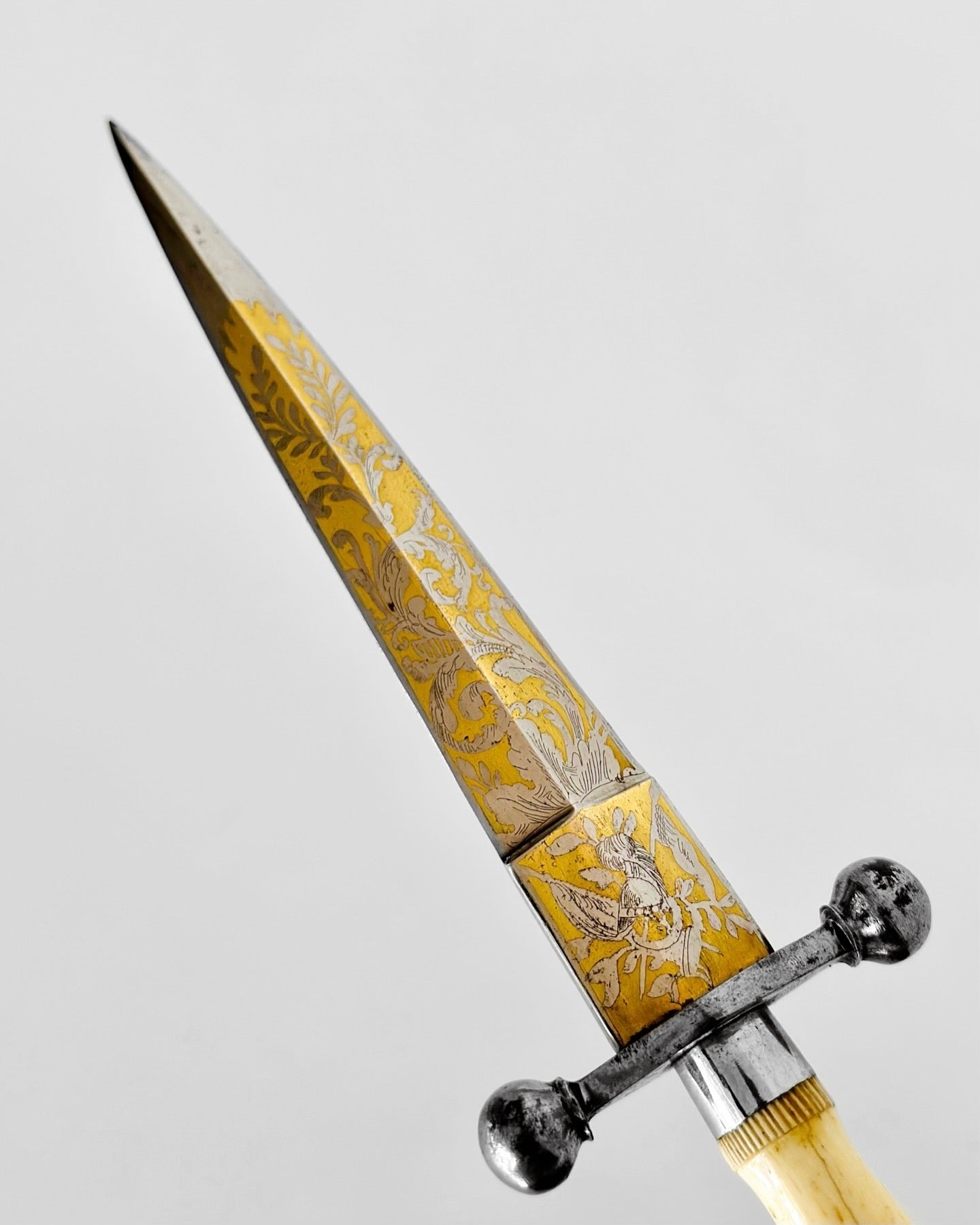 19th Century Gold Etched & Ivory French Dirk