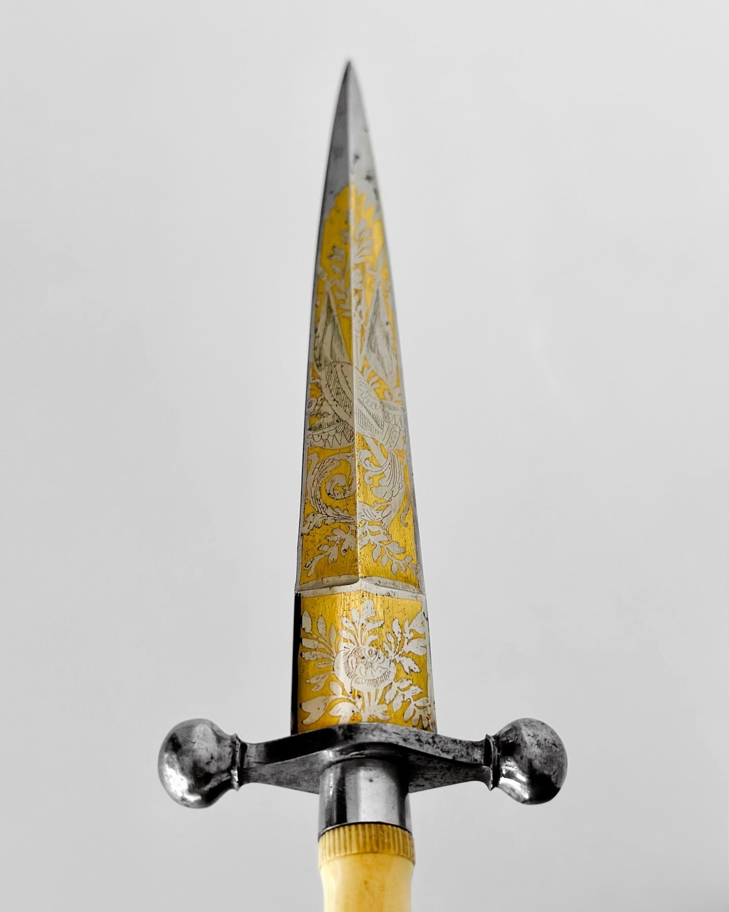 19th Century Gold Etched & Ivory French Dirk