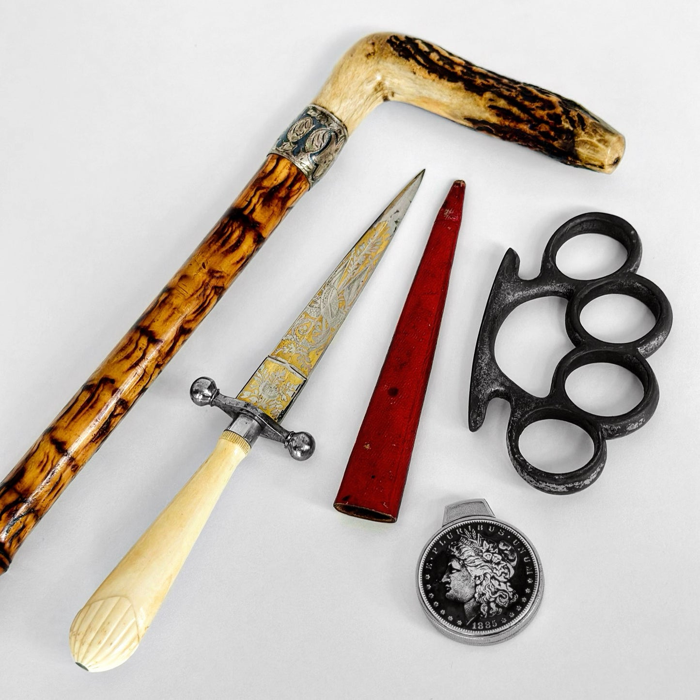 19th Century Gold Etched & Ivory French Dirk