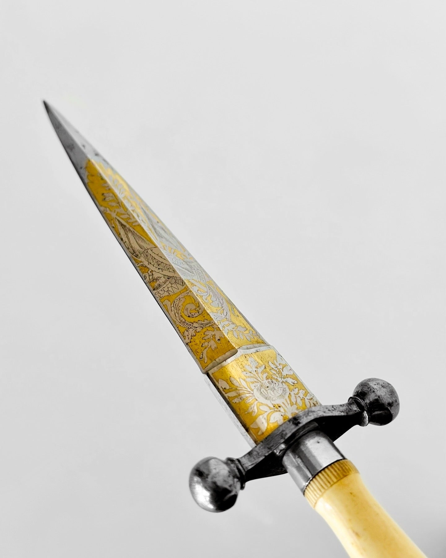 19th Century Gold Etched & Ivory French Dirk