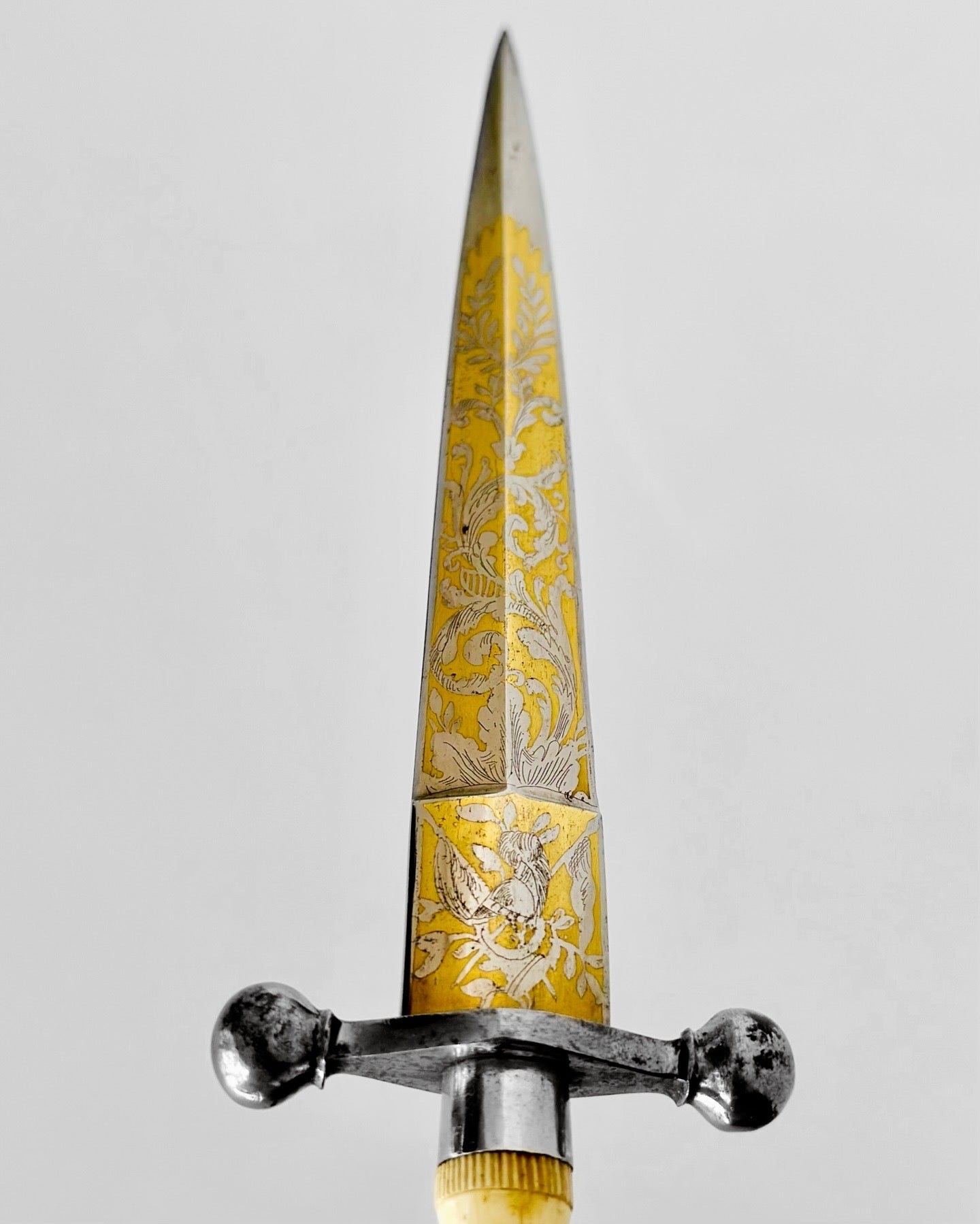 19th Century Gold Etched & Ivory French Dirk