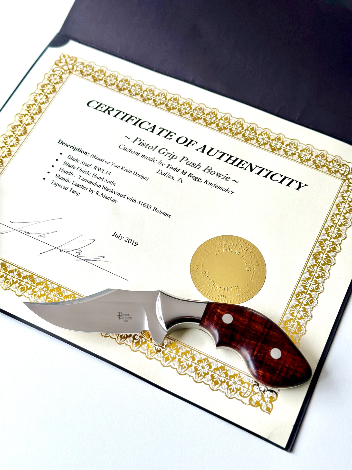 Todd Begg Custom Pistol Grip Push Bowie