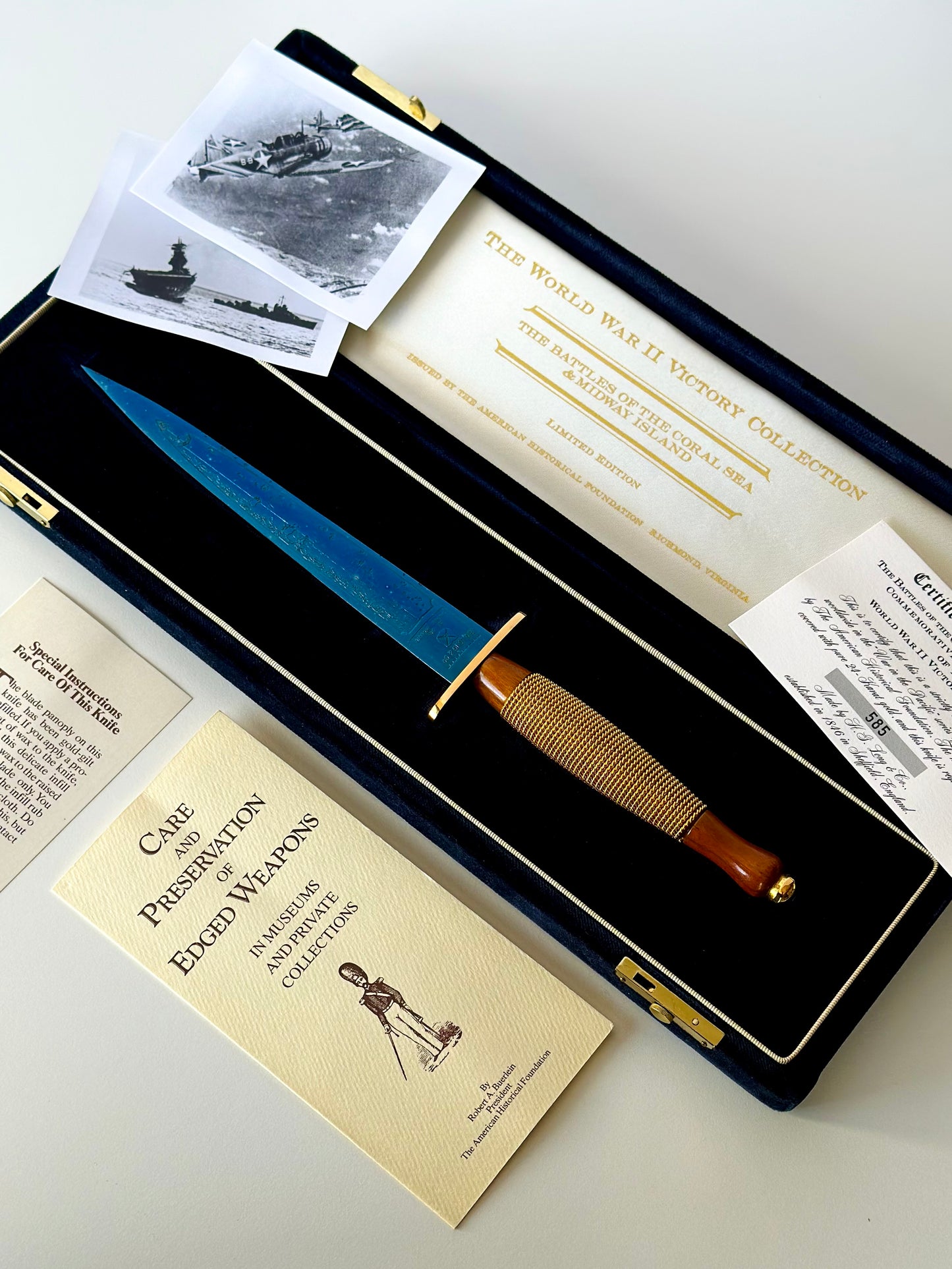 Vintage Limited Edition H.G. Long & Co. (Sheffield, England) 24-Karat Gold-Plated F/S Commando Knife