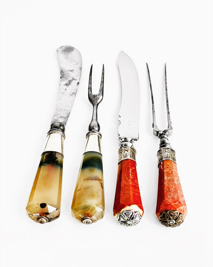 Queen Anne Era Gemstone Cutlery Sets