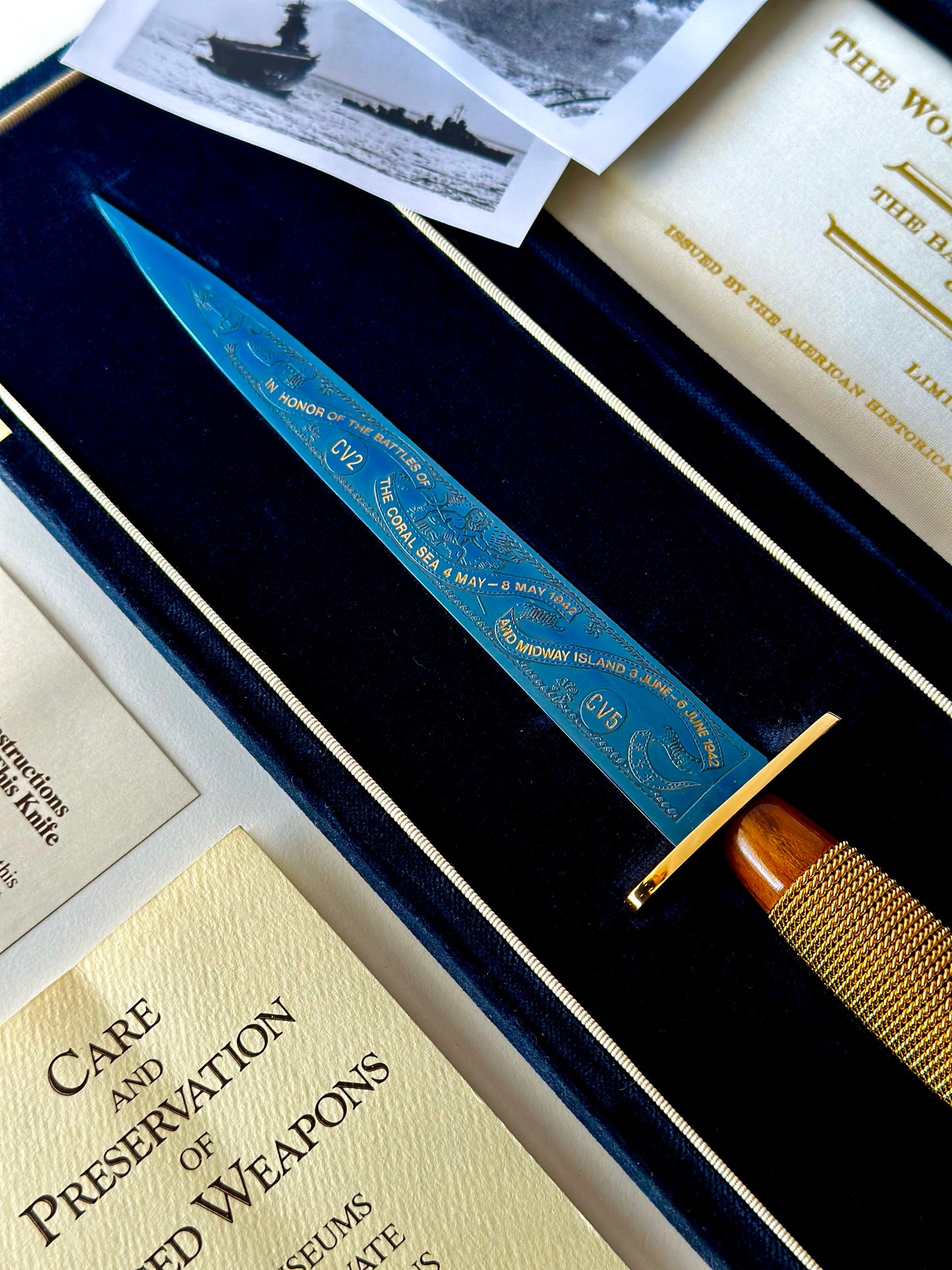 Vintage Limited Edition H.G. Long & Co. (Sheffield, England) 24-Karat Gold-Plated F/S Commando Knife