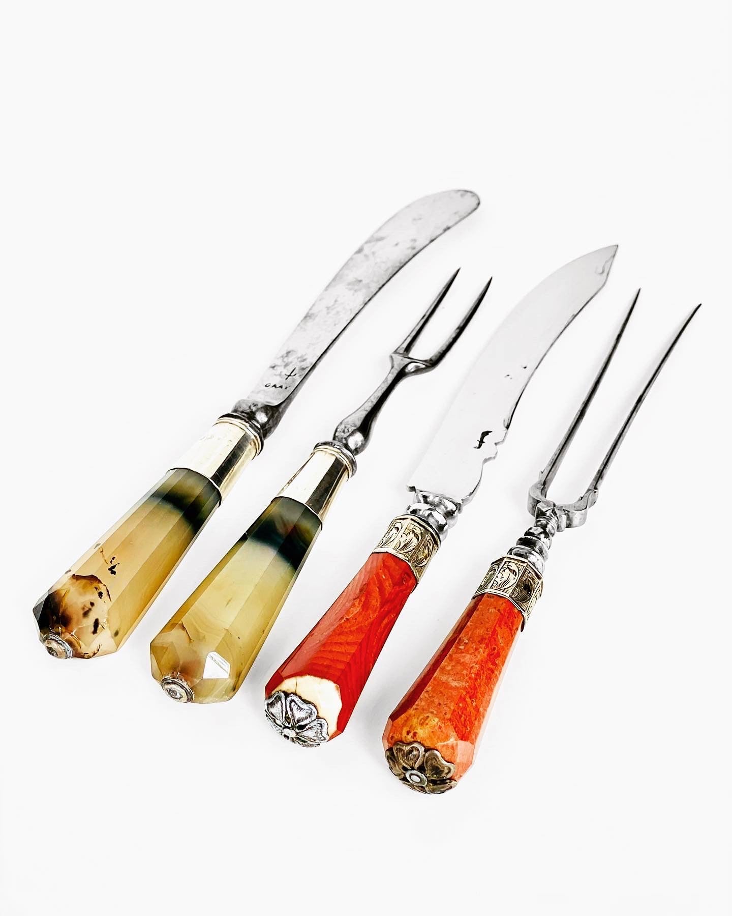 Queen Anne Era Gemstone Cutlery Sets