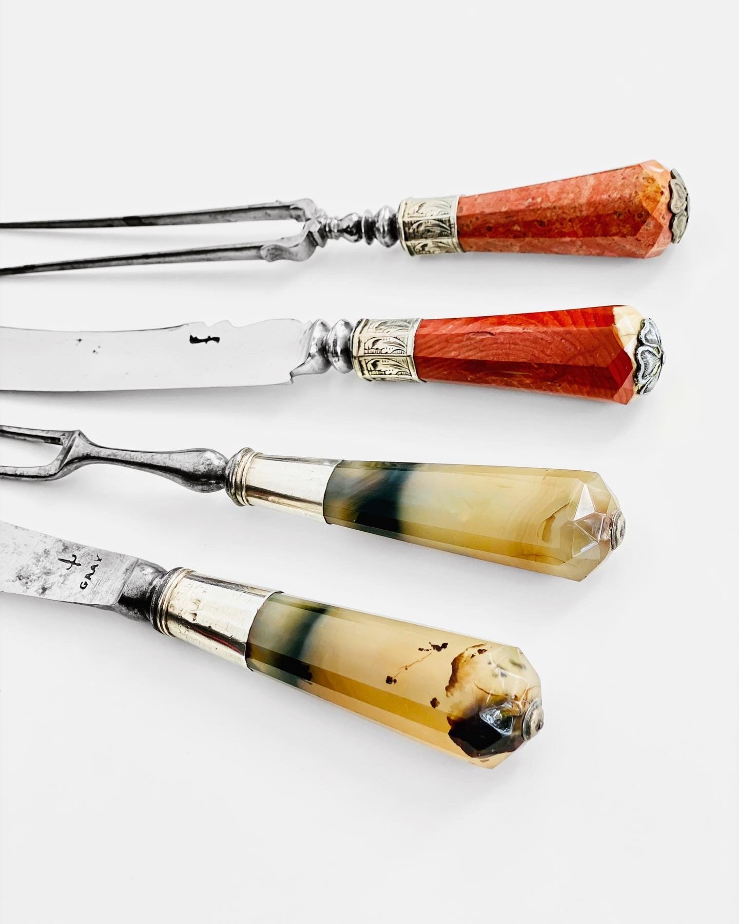 Queen Anne Era Gemstone Cutlery Sets