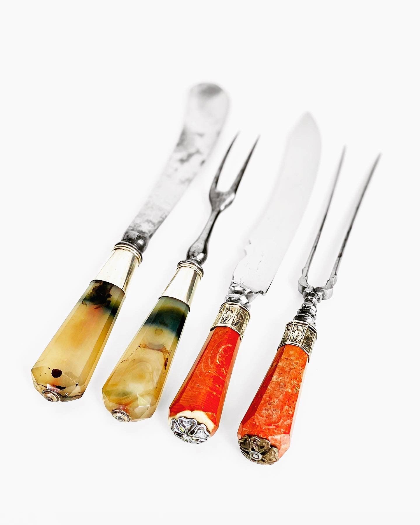 Queen Anne Era Gemstone Cutlery Sets