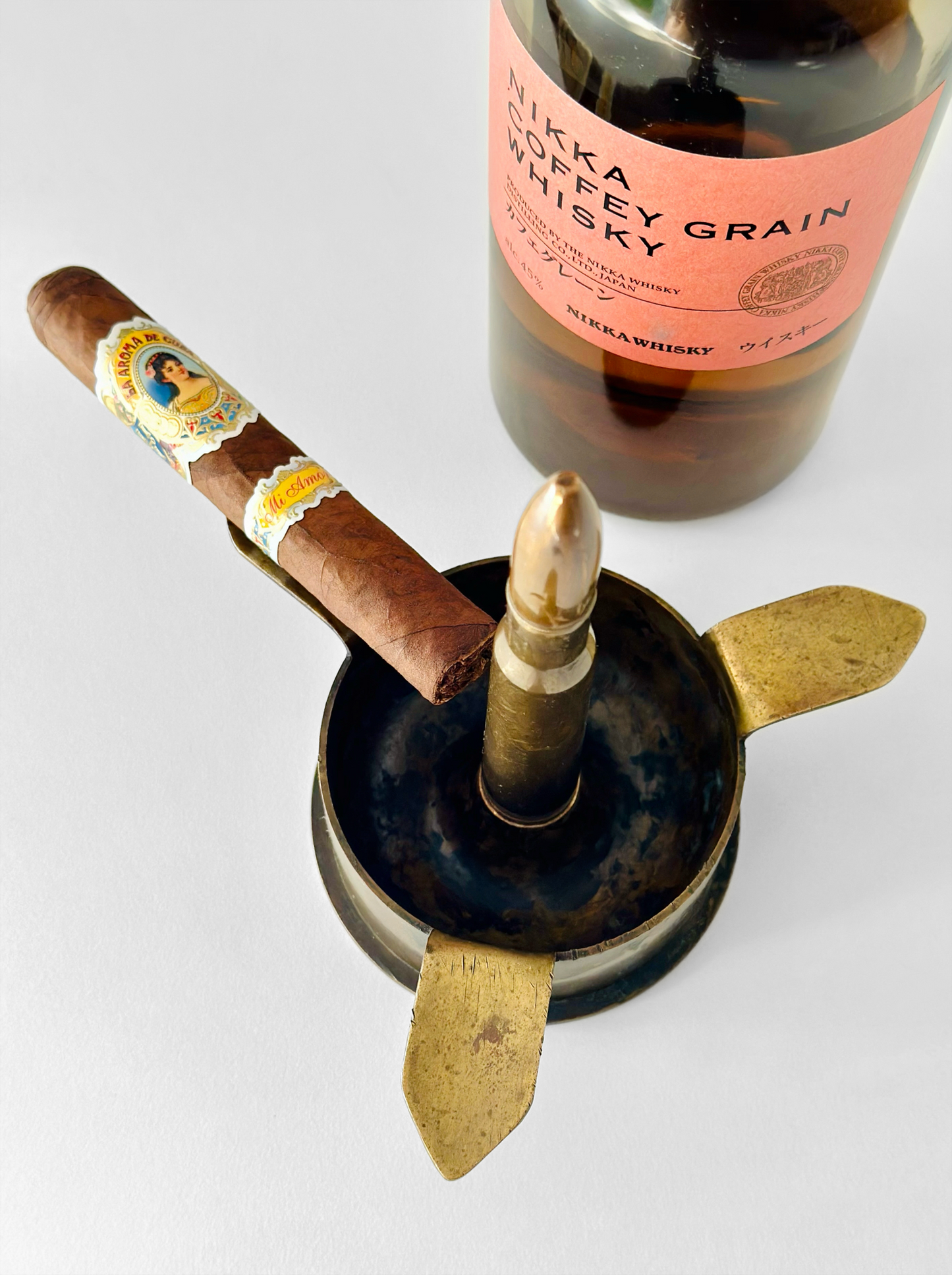 Restored Antique WWII Trench Art Cigar Ashtray w/ Lighter