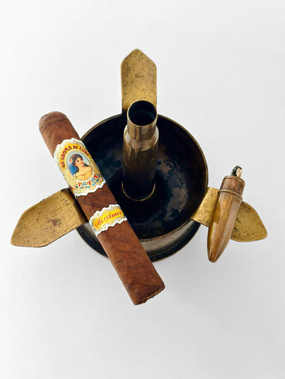 Restored Antique WWII Trench Art Cigar Ashtray w/ Lighter