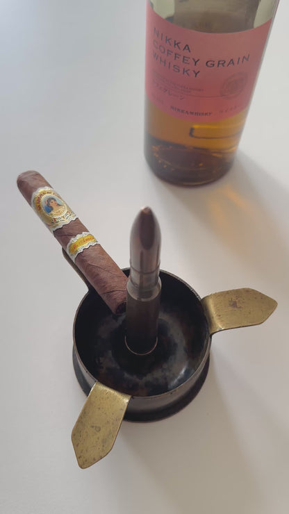 Restored Antique WWII Trench Art Cigar Ashtray w/ Lighter