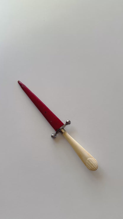 19th Century Gold Etched & Ivory French Dirk